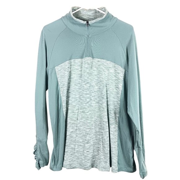 Columbia Outerspaced II 1/2 Zip Size 1X Green Ruched Long Sleeve Shirt AW1699 - Picture 1 of 8